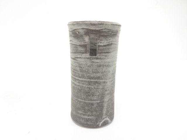  小川幸彦造　灰釉　掛花入